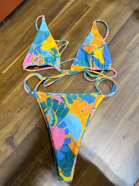 Skatie Multicolor Tropical Print One-Piece - Pink, Orange, Blue, Green, Yellow